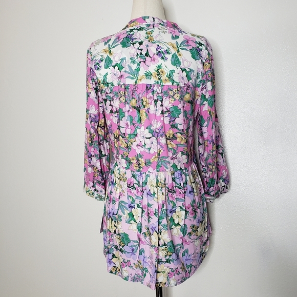 NEW Figueroa & Flower Boho Top Hi Low Mixed Floral Anthropologie Summer Bohemian - Picture 8 of 12